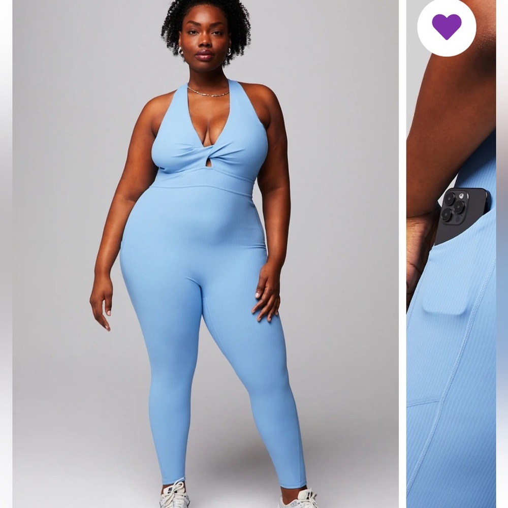 YITTY Oasis Rib Twist Front 7/8 Jumpsuit | Color: Bali Blue💙